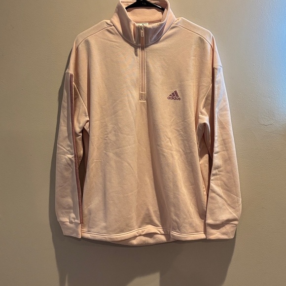 adidas Jackets & Blazers - Adidas Light Pink Quarter-Zip Sweatshirt
